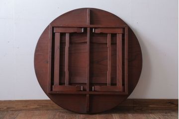 アンティーク家具　古民具・骨董　高級品!天板一枚板の総欅材製アンティーク丸ちゃぶ台