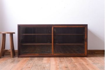 アンティーク家具　和製アンティーク　前面欅材!大きなガラス引き戸の収納棚(2)