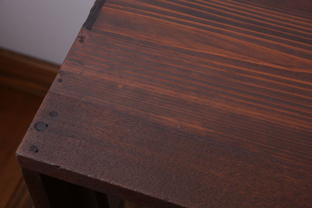 アンティーク家具　和製アンティーク　前面欅材!大きなガラス引き戸の収納棚(2)