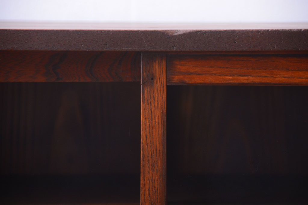 アンティーク家具　和製アンティーク　前面欅材!大きなガラス引き戸の収納棚(2)