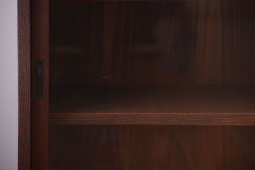 アンティーク家具　和製アンティーク　前面欅材!大きなガラス引き戸の収納棚(2)