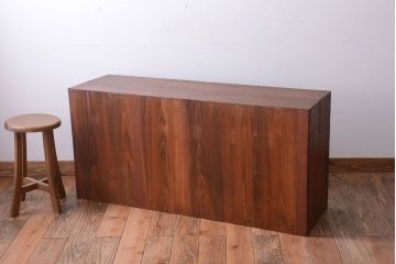 アンティーク家具　和製アンティーク　前面欅材!大きなガラス引き戸の収納棚(2)