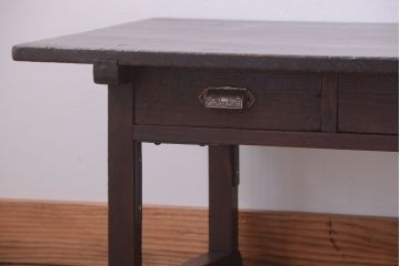 アンティーク家具　和製アンティーク　引き出し2杯付き!古い木製文机