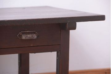 アンティーク家具　和製アンティーク　引き出し2杯付き!古い木製文机
