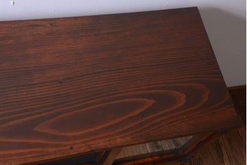 アンティーク家具　古民具・骨董　結霜ガラス入り!前面欅材の時代箪笥ローボード