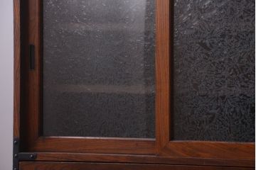 アンティーク家具　古民具・骨董　結霜ガラス入り!前面欅材の時代箪笥ローボード