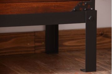 アンティーク家具　古民具・骨董　結霜ガラス入り!前面欅材の時代箪笥ローボード