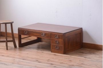 レトロ家具　昭和レトロ　古い木のアンティーク片袖文机