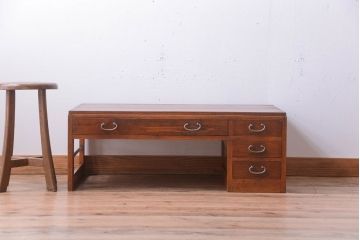 レトロ家具　昭和レトロ　古い木のアンティーク片袖文机