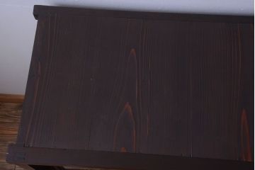 アンティーク家具　古民具・骨董　引き出し3杯付き!モールガラス入り引き戸収納棚