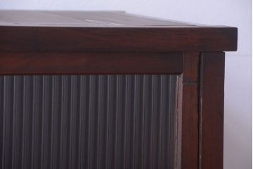 アンティーク家具　古民具・骨董　引き出し3杯付き!モールガラス入り引き戸収納棚