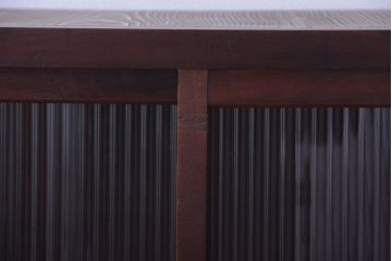 アンティーク家具　古民具・骨董　引き出し3杯付き!モールガラス入り引き戸収納棚