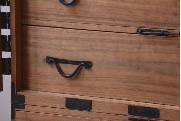 アンティーク家具　古民具・骨董　明治期　かくし付き!木肌が美しい総桐材の観音開き衣装箪笥(桐箪笥、桐たんす)