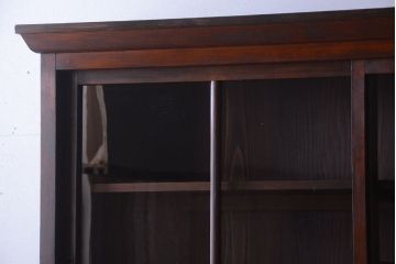 アンティーク家具　和製アンティーク　九尺物!4枚扉付き特大サイズの薄型木製戸棚