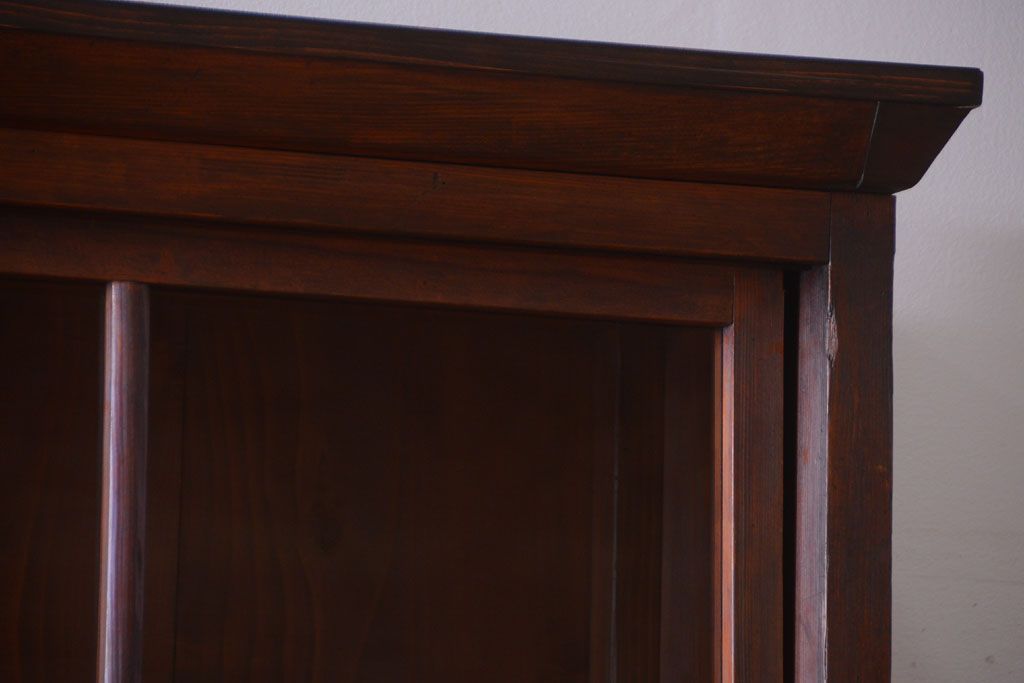 アンティーク家具　和製アンティーク　九尺物!4枚扉付き特大サイズの薄型木製戸棚