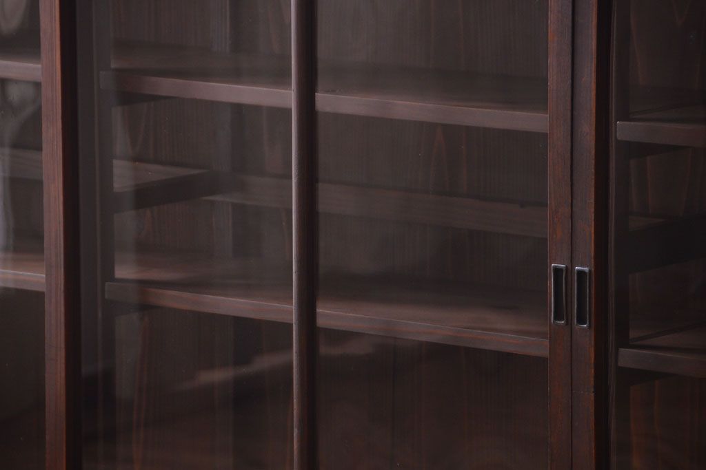 アンティーク家具　和製アンティーク　九尺物!4枚扉付き特大サイズの薄型木製戸棚