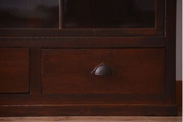 アンティーク家具　和製アンティーク　九尺物!4枚扉付き特大サイズの薄型木製戸棚