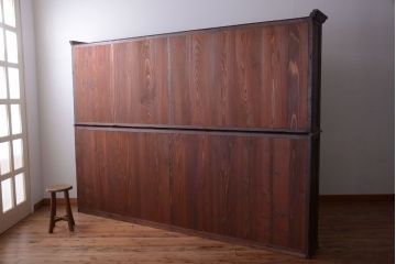 アンティーク家具　和製アンティーク　九尺物!4枚扉付き特大サイズの薄型木製戸棚