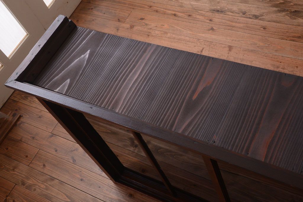 アンティーク家具　和製アンティーク　九尺物!4枚扉付き特大サイズの薄型木製戸棚