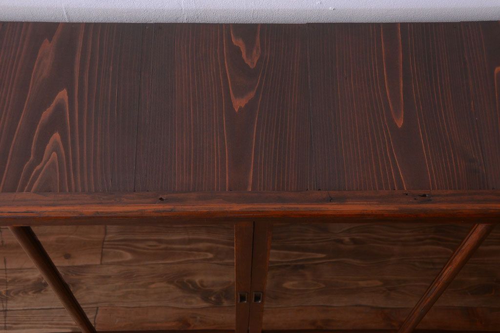 アンティーク家具　和製アンティーク　九尺物!4枚扉付き特大サイズの薄型木製戸棚