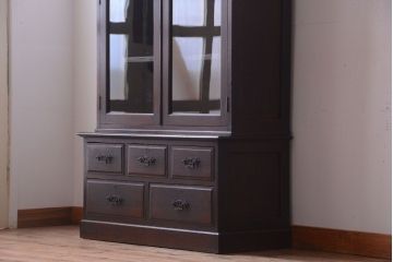 アンティーク家具　和製アンティーク　金具の装飾が上品な高級重ね本箱(書棚・ブックケース)