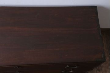 アンティーク家具　和製アンティーク　上品な金具の四尺桐箪笥ローボード(桐たんす)