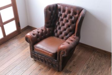 アンティーク家具　イギリスアンティーク　上品な古い高級一人掛けソファ