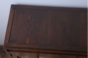 アンティーク家具　和製アンティーク　結霜ガラス使用!古い栗材製の上品な本箱