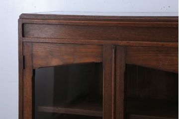 アンティーク家具　和製アンティーク　結霜ガラス使用!古い栗材製の上品な本箱