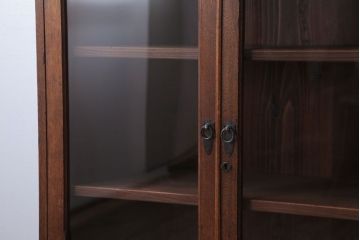 アンティーク家具　和製アンティーク　結霜ガラス使用!古い栗材製の上品な本箱