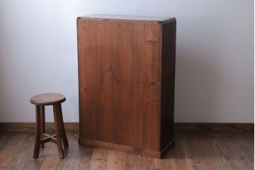 アンティーク家具　和製アンティーク　結霜ガラス使用!古い栗材製の上品な本箱