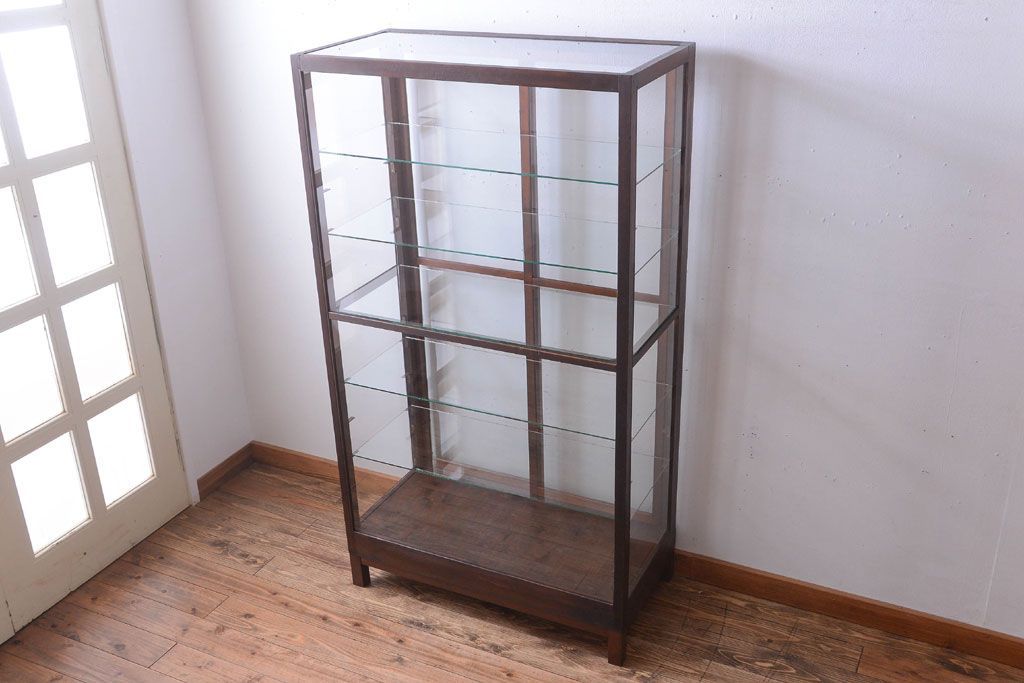 アンティーク家具　和製アンティーク　シックな縦型アンティークガラスケース