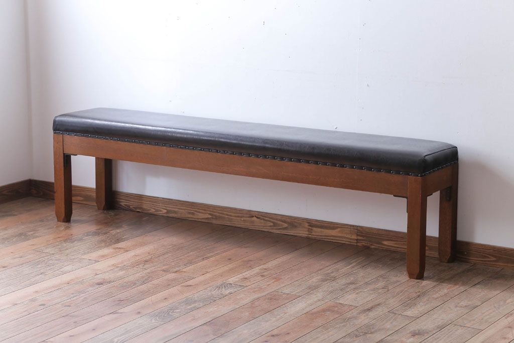 アンティーク家具　和製アンティーク　落ち着いた色使いのベンチ(長イス)