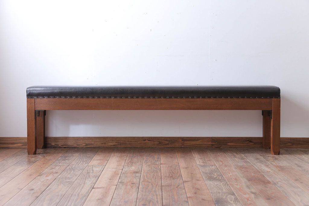 アンティーク家具　和製アンティーク　落ち着いた色使いのベンチ(長イス)