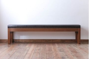 アンティーク家具　和製アンティーク　落ち着いた色使いのベンチ(長イス)