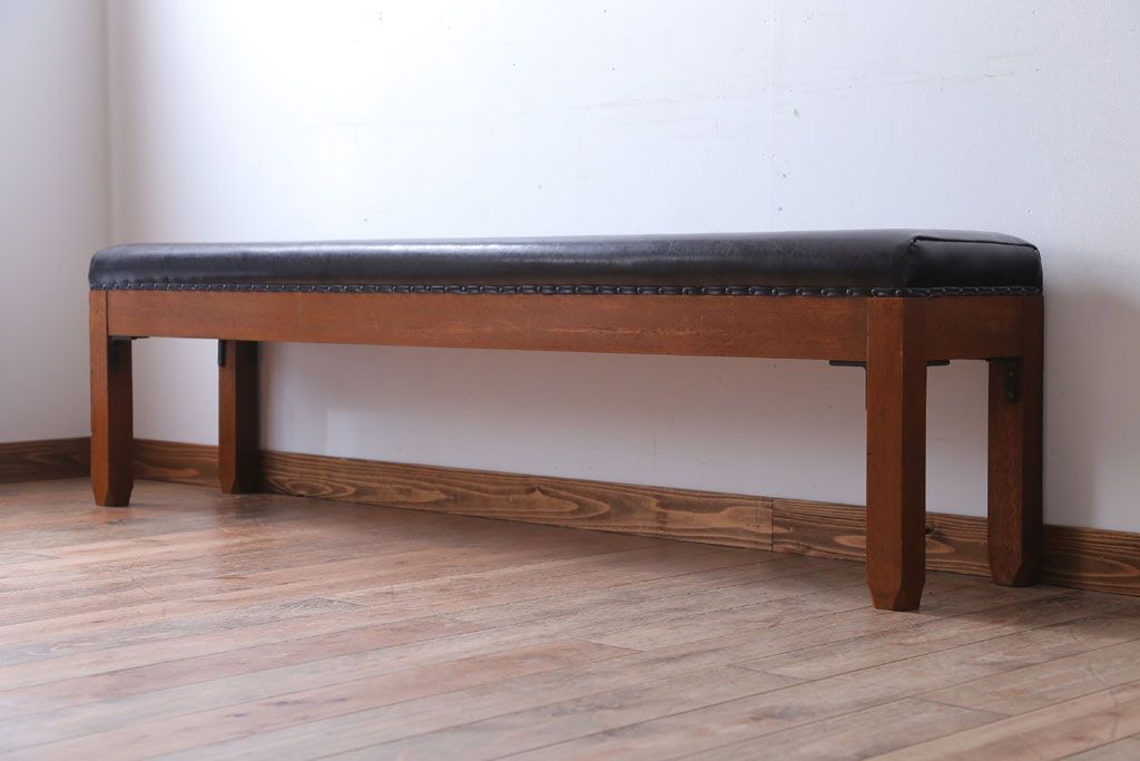 アンティーク家具　和製アンティーク　落ち着いた色使いのベンチ(長イス)