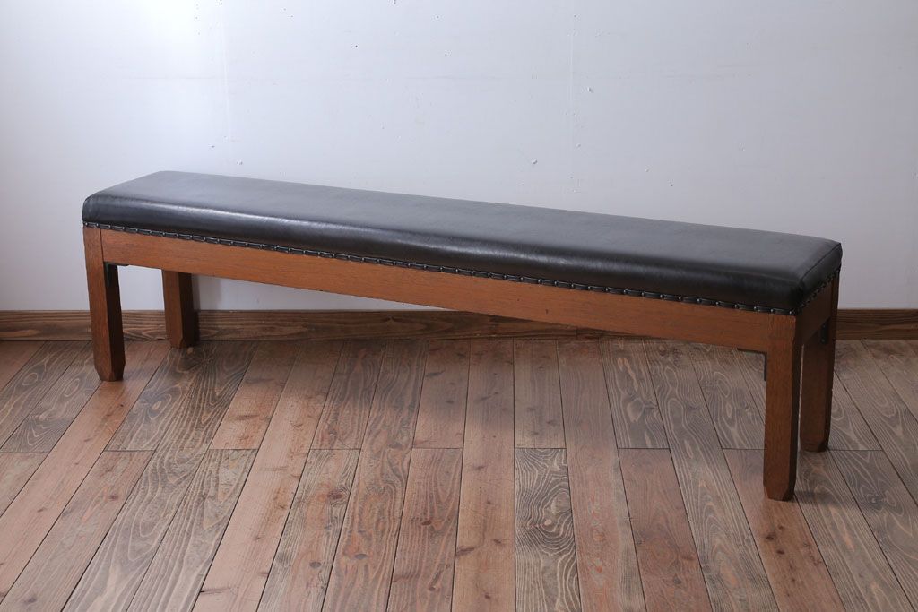 アンティーク家具　和製アンティーク　落ち着いた色使いのベンチ(長イス)