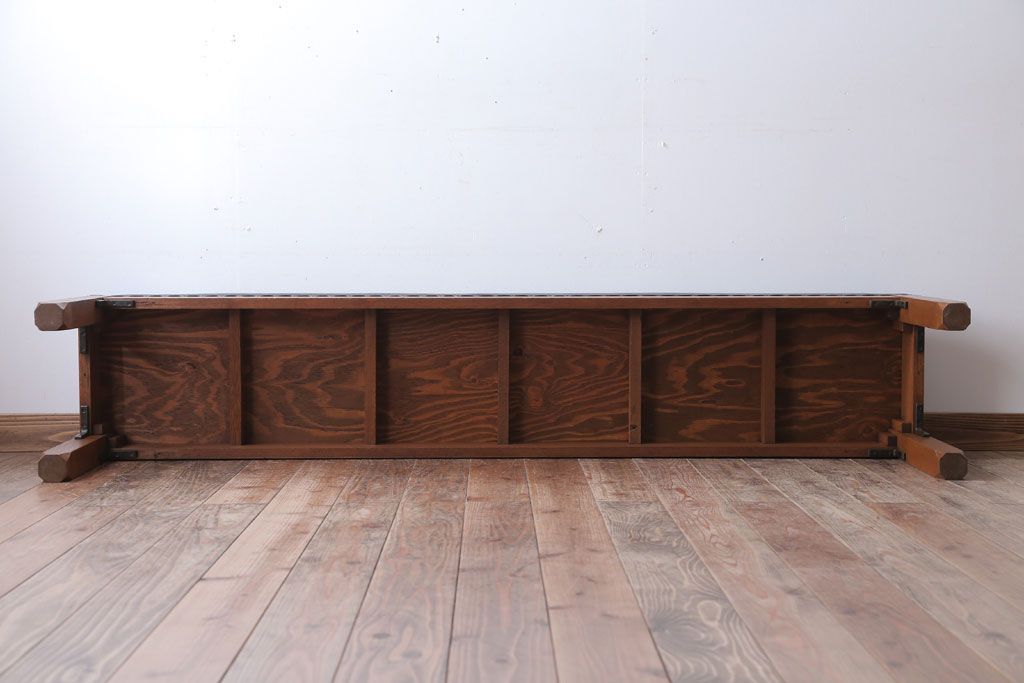 アンティーク家具　和製アンティーク　落ち着いた色使いのベンチ(長イス)