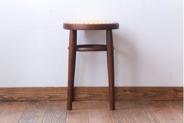 ヴィンテージ家具　和製アンティーク　ビンテージキツツキマーク!本革使用上品なスツール