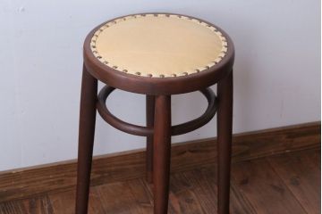 ヴィンテージ家具　和製アンティーク　ビンテージキツツキマーク!本革使用上品なスツール