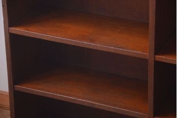 アンティーク家具　和製アンティーク　古いナラ材製のマス目本棚