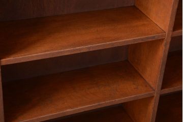 アンティーク家具　和製アンティーク　古いナラ材製のマス目本棚