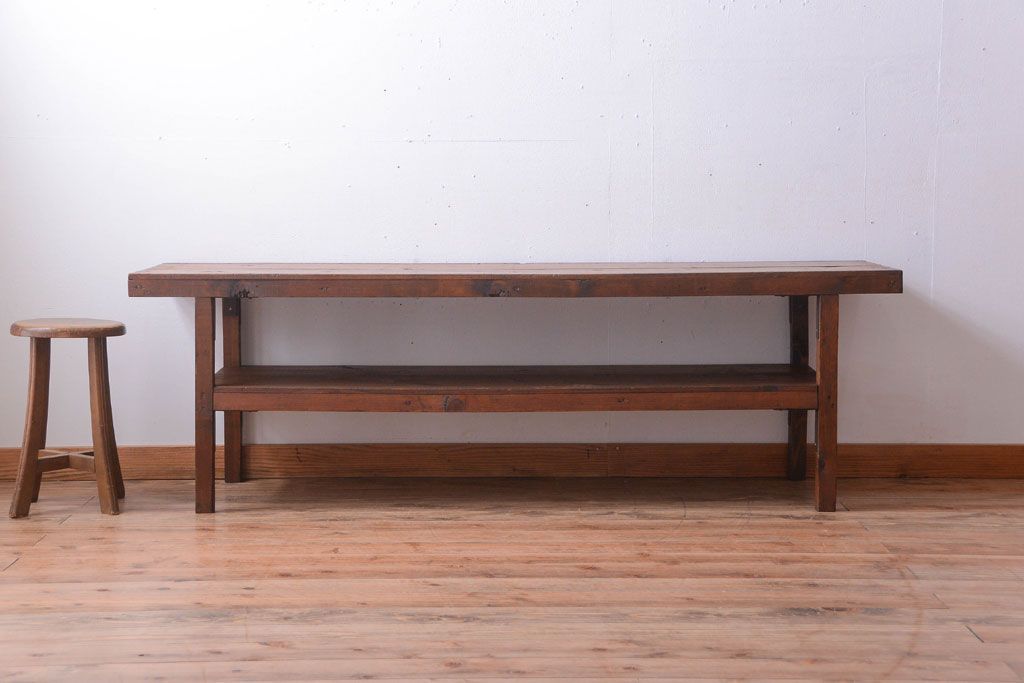 アンティーク家具　和製アンティーク　古い木製のシンプルな陳列棚(飾り棚)