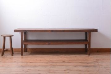 アンティーク家具　和製アンティーク　古い木製のシンプルな陳列棚(飾り棚)