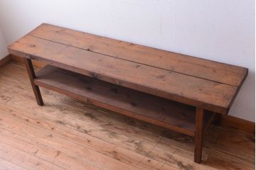 アンティーク家具　和製アンティーク　古い木製のシンプルな陳列棚(飾り棚)