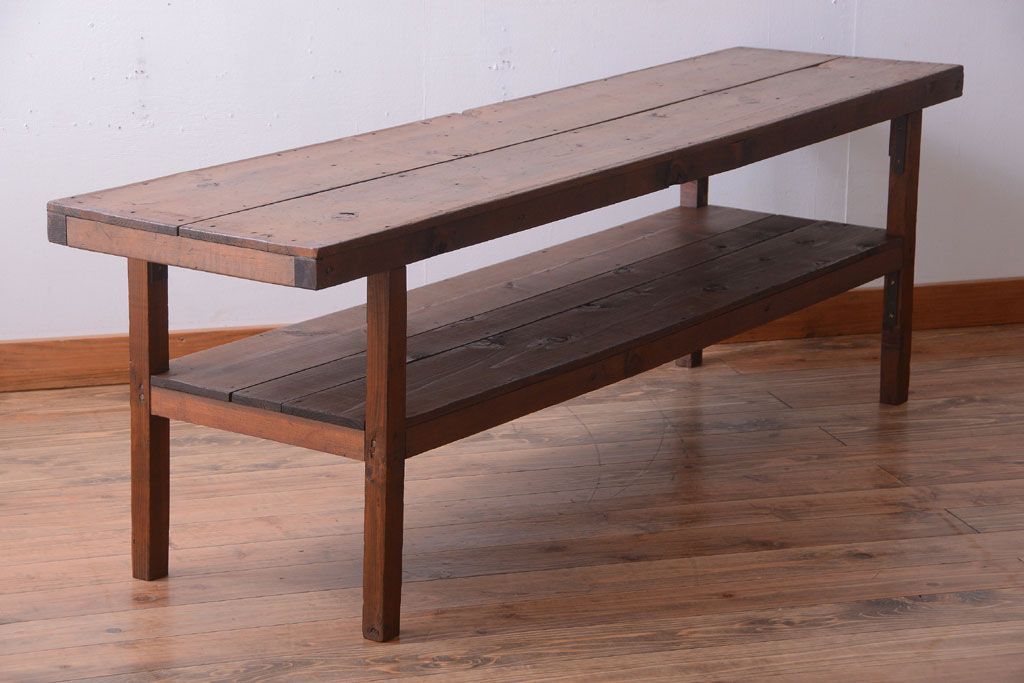 アンティーク家具　和製アンティーク　古い木製のシンプルな陳列棚(飾り棚)