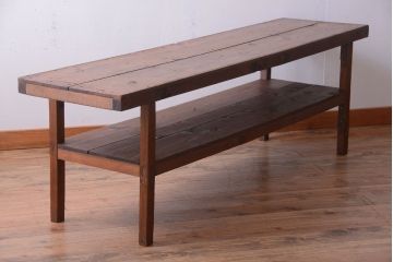 アンティーク家具　和製アンティーク　古い木製のシンプルな陳列棚(飾り棚)