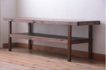 アンティーク家具　和製アンティーク　古い木製のシンプルな陳列棚(飾り棚)