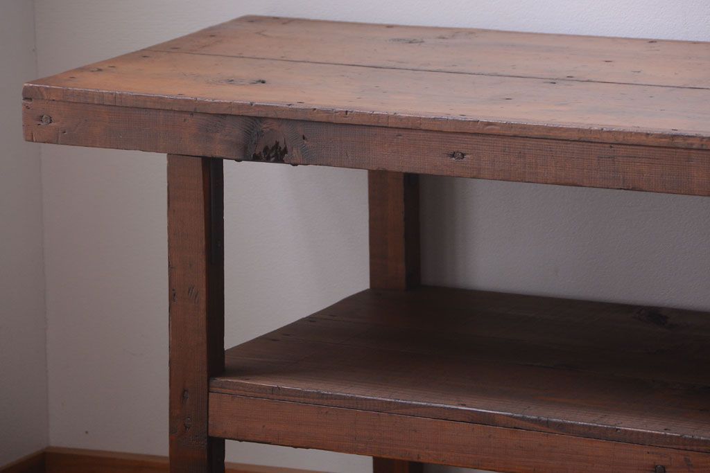 アンティーク家具　和製アンティーク　古い木製のシンプルな陳列棚(飾り棚)