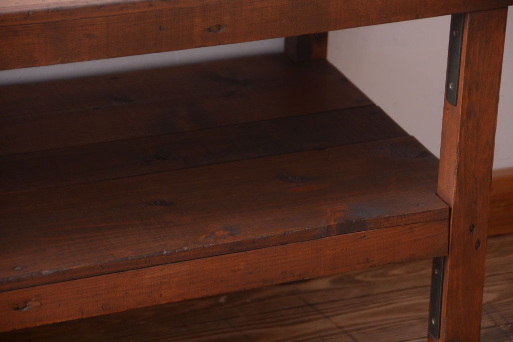 アンティーク家具　和製アンティーク　古い木製のシンプルな陳列棚(飾り棚)